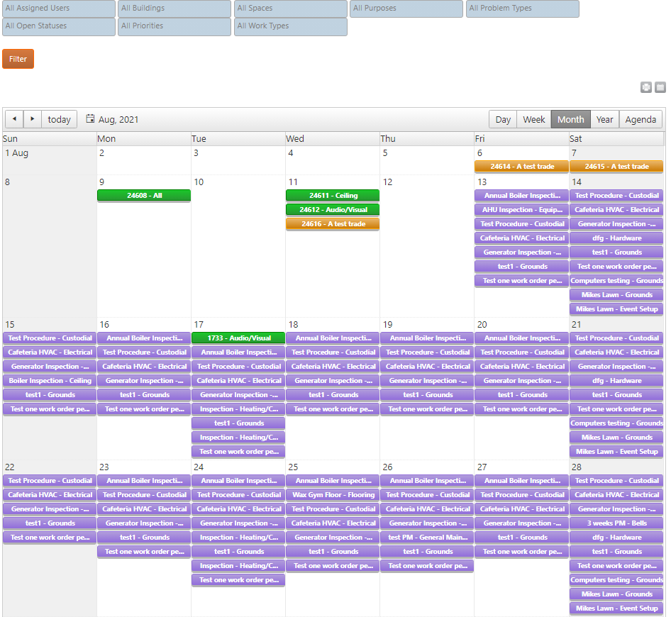 Work Order and PM Calendar – ML Work Orders