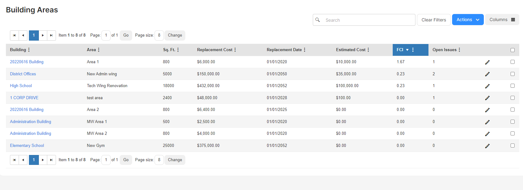 Manage Building Areas and Building Area Systems – ML Work Orders