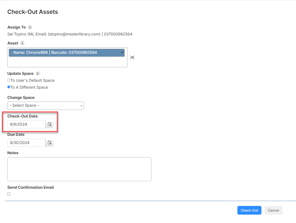 Bulk Check-Out Assets – ML Work Orders