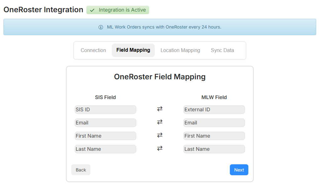 OneRoster Student Information System Integration – ML Work Orders