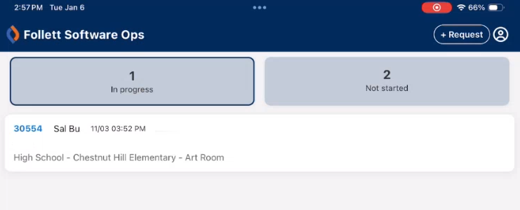 Home screen for user assigned requests.