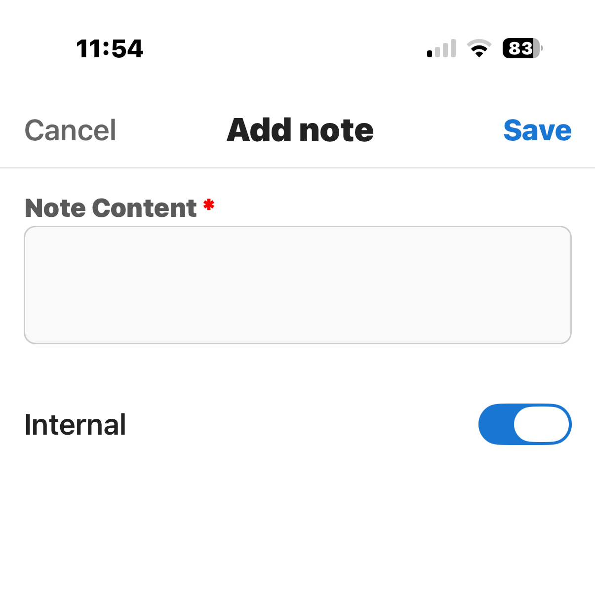 Add Note page.