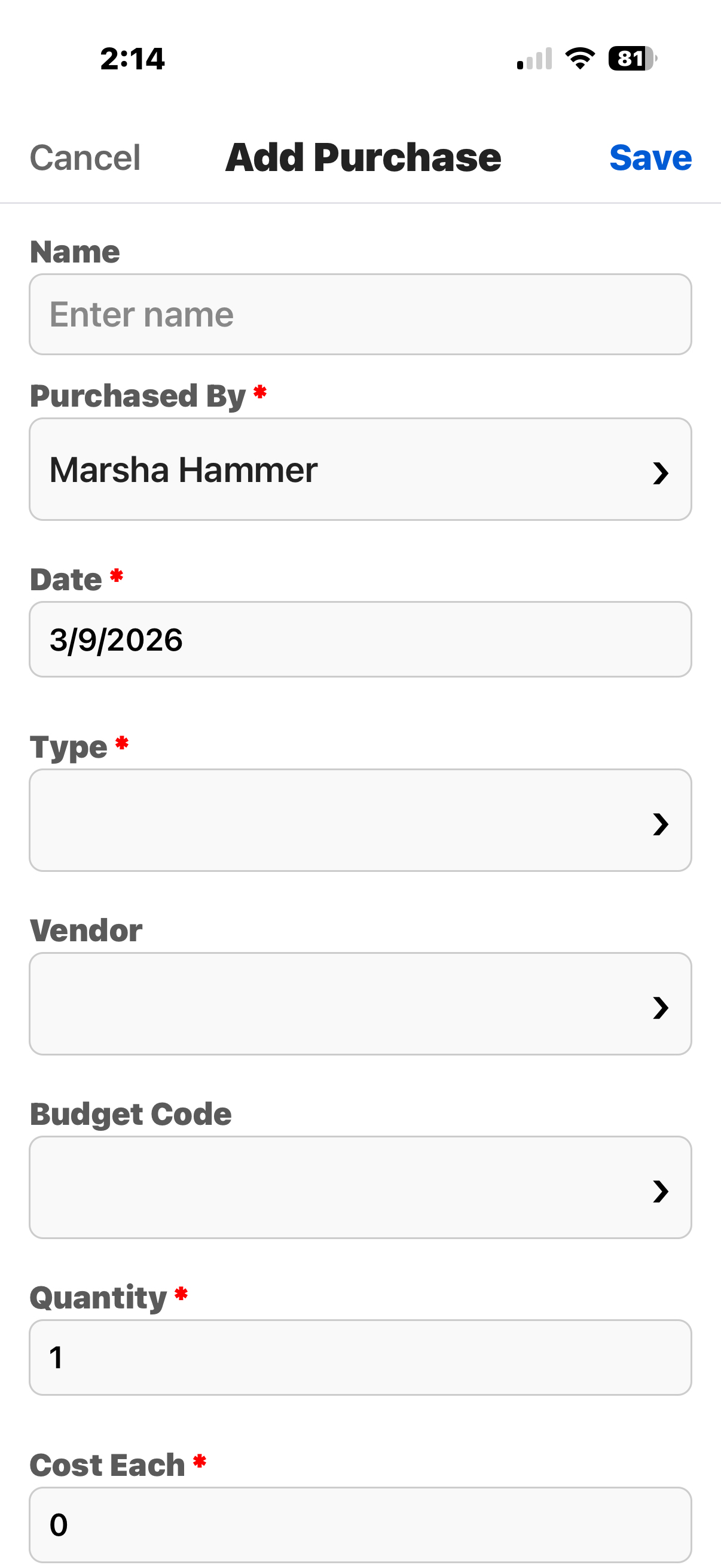 Add Purchase.