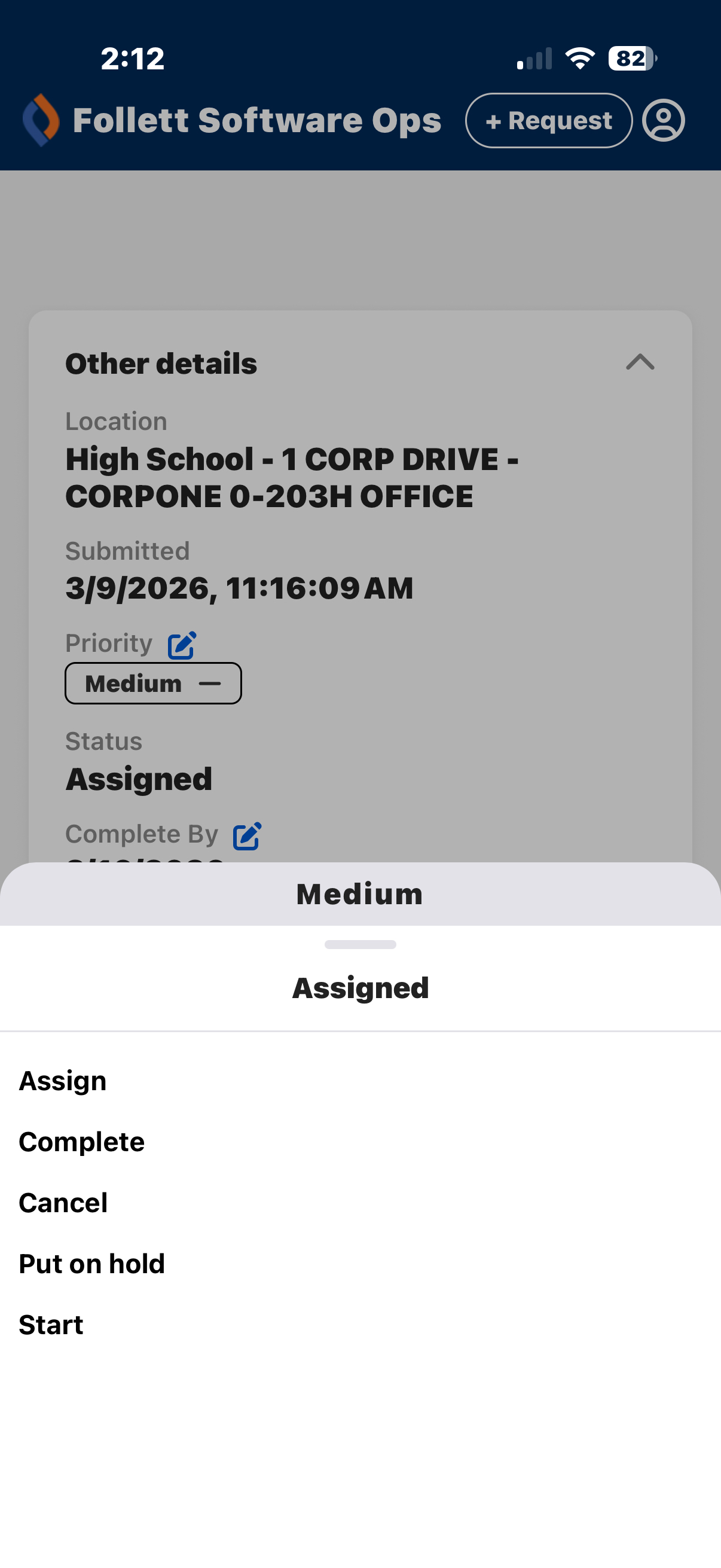 Change status options.