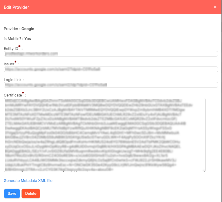 SAML Google pop-up.