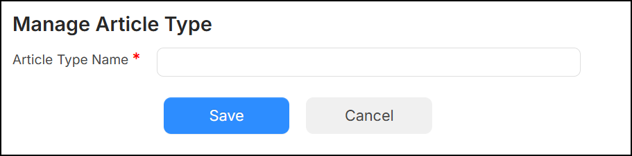 Add new article type pop-up.