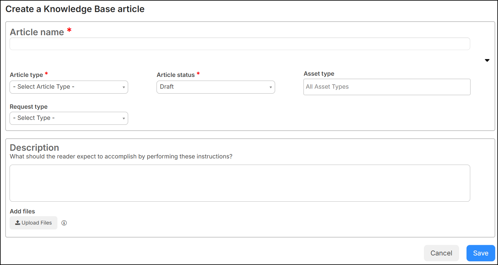 Create a Knowledge Base article page.