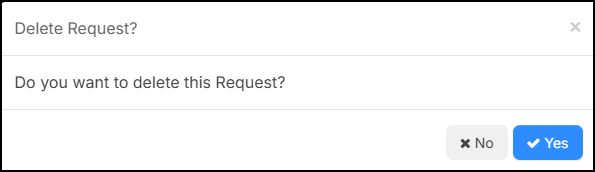Delete Request pop-up.